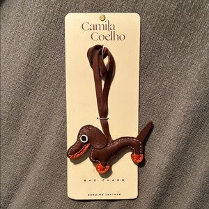 Camila Coelho Brown and Orange Leather Dog Bag Charm
